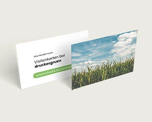 Zwei Vistenkarten mit Vorder- und Rückseite nebeneinander stehend