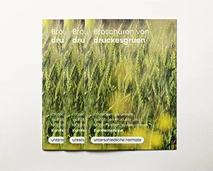 Drei Broschüren auf Stapel