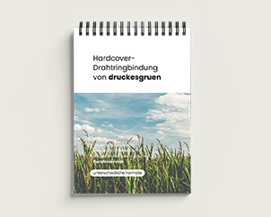 Hochformatige Drahtringbindung mit Hardcover und Bindung an kurzer Seite