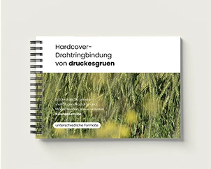 Querformatige Drahtringbindung mit Hardcover und Bindung an kurzer Seite
