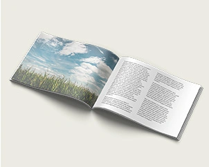 Aufgeschlagene Klebebindung mit Softcover im Querformat